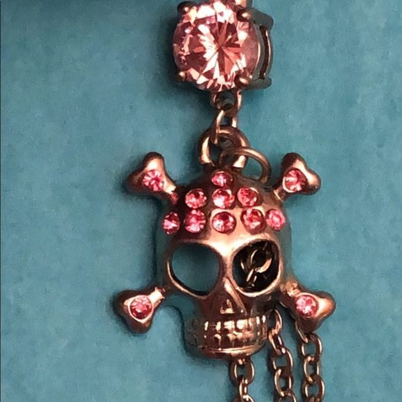❤️ Stainless steel skull belly ring with drop down - Picture 3 of 7